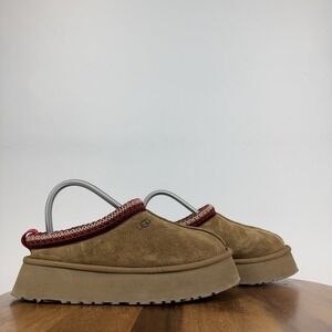 Womens Ugg Tazz II Chestnut Suede Sheepskin Lining Platform Slippers Size 7 M
